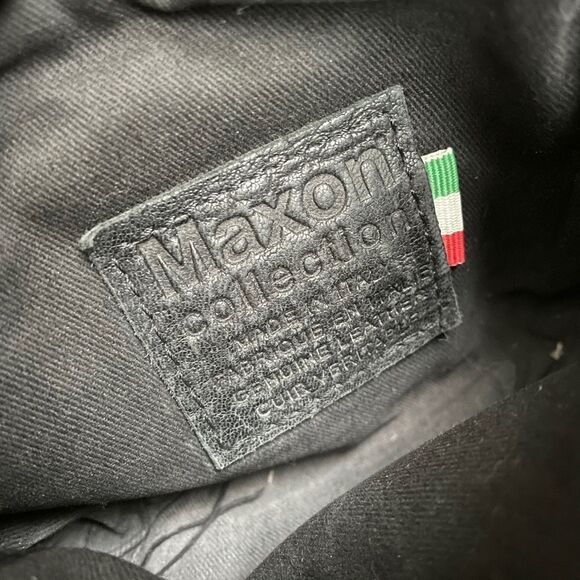 MAXON COLLECTION Italy Leather Wristlet Pouch Convertible Purse Black - Picture 14 of 16